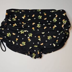 Victoria's Secret Pink Swim Shortie Bottom Black w Mini Fruit Medium